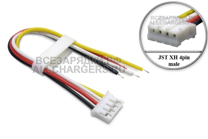 Разъем JST (2.5) XH, 4pin, гнездо (f), с кабелем, для аккумуляторов, РУ моделей и др., oem