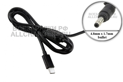 Переходник (конвертер) USB Type-C (m), PD - 19V-20V, 4.8x1.7 bullet, 65W, для HP, oem