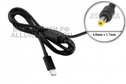 Переходник (конвертер) USB Type-C (m), PD - 19V-20V, 4.8x1.7, 65W, для HP, oem