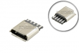 Разъем micro-USB 5pin, гнездо (f), на кабель, под пайку, без корпуса, oem